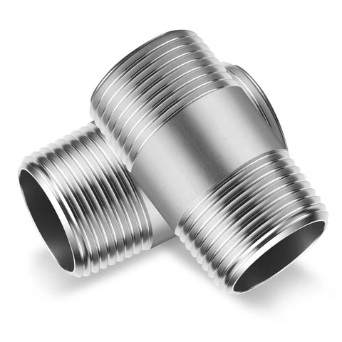 304 Stainless Steel Pipe Nipple Three Quarter Inch NPT Male Threads On Both Ends Heavy Duty SCH40 Pre Cut Two Inch Length Two Piece
