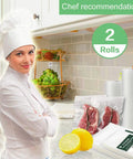 Two Pack 11x50 Inch Vacuum Sealer Bags Rolls, 100 Feet Total, BPA Free, Budget Friendly Clamp Style Compatible with chef in kitchen