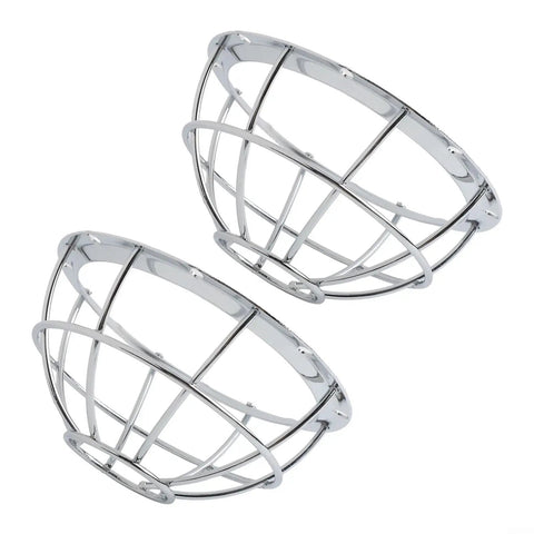 Heavy Duty Iron Smoke Detector Cover With Reinforced Mesh For Maximum Room Security Universal Fit Works Straight Outta The Box No Sweat Setup Top Shelf Protection Two Piece Set angled view showcasing two silver mesh guards.