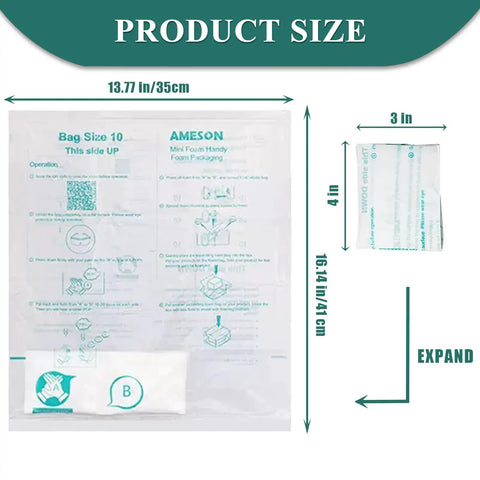 Tough As Nails Expanding Foam Packing Bags Deliver Knockout Shockproof Custom Molds For Secure Desktop Pc And Electronics Shipping With Zero Sweat Sealing And Precise Fit Fragile Item Protection In 14 By 16 Dimensions Pack Of Ten, showcasing product size details.