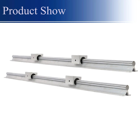 Heavy Duty SBR16 Linear Rail And Bearing Blocks Kit Featuring Two 800 mm Guide Rails, view of two carbon steel rails.