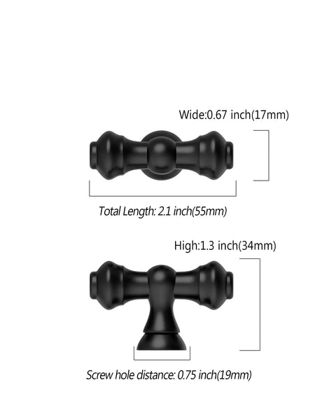 Matte Black Cabinet Knobs 10 Pack Heavy Duty Solid Kitchen Pulls Black Hardware dimensions and measurements