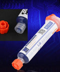 DIY Friendly UV Curing Solder Paste For PCB Repairs, Non Clean Flux That Requires No Wash, syringe with red cap detail