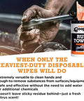 Mechanic using Orange Heavy Duty Ruff Towels With Scrubbing Power 10 By 12 Inches Dual Textured Multi Purpose Cleaning Wipes