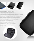 Badass Rugged Hard Drive Case For Portable SSD And HDD Universal Storage Organizer Pouch shown with zipper and compatible drives inside.