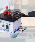 Benchtop Portable Edge Bander For Woodworking With Double Sided Gluing Edge Banding Machine Pro Grade 1200W shown in workshop