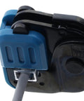 Close-up of Telemaster Modular Plug Crimp Tool For CAT5e And CAT6 Data And Voice Cables All In One Crimper with cable inserted