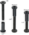 Forty Sets Black M6X40MM Furniture Connector Bolts And Cap Nuts Assortment Kit With Matching Drive Tool For No Sweat Wood Assembly And Diy Cabinet Hardware That Actually Holds Tight, showing various lengths and sizes of black M6 connector bolts.