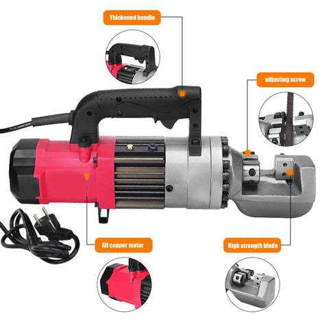 Beefy Portable Hydraulic Steel Bar Cutting Machine 220V 50Hz with adjustable screw and high strength blade, rebar cutter details