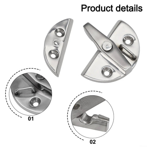 Rugged Marine Boat Door Catch Latch With Hella Secure 316 Stainless Steel Twisting Lock Assembly showing details of the latch.