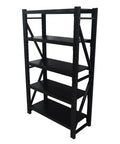Heavy Duty Multi Tier Storage Rack And Adjustable Metal Shelving Unit For Garage Organization Built Tough With Rock Solid Modular Frame Quick No Sweat Setup Handles 1800 Pounds, five-tier black steel shelving unit.