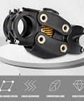 Adjustable Suspension Handlebar Stem For MTB BMX And Road Bikes, 7 Degree Rise, 45mm Height, Short Riser, Black, side view