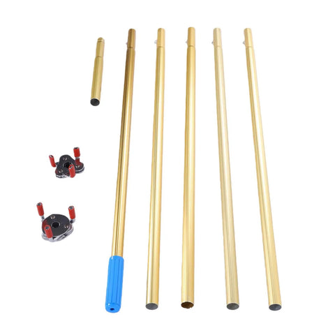 Smoke Detector Removal Tool With Telescoping Extension Pole For High Ceilings And Vaulted Spaces crafted with golden poles and connectors.