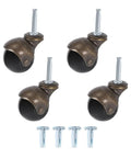 High Quality Brass Caster Wheels 4 Pack 2 Inch Vintage Ball Stem Swivel Casters For Home Furniture Heavy Duty Rolling Rig Smooth Glide With Sockets Badass Durability, showing four brass caster wheels with black balls.