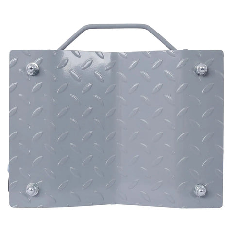 Heavy Duty Car Wheel Dolly Set Of 4 Holding 5500 Lbs With Reinforced Steel Build gray diamond plate carry handle detail.