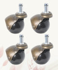 Smooth Gliding Antique Bronze PP Caster Wheels 4 Pack Swivel Ball Casters for Gaming Chairs and Tables on light background.