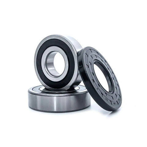 Heavy Duty Front Load Washer Tub Bearing And Seal Kit Designed To Crush Drum Grumbling Stop Leaks Early And Restore Snappy Spins For Frigidaire Kenmore Appliances In Your Everyday Laundry Room - Close-up of stainless steel bearings.