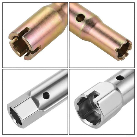 Rock Solid Hex Socket Wrench Set With Hollow Groove Design close-up of hex sockets, showcasing alloy steel material and hollow grooves.