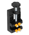 Compact Drill Press Vise Bench Clamp For Woodworking And Metalworking Handy Adjustable Holding Tool With Aluminum Alloy Body 55mm Clamping Range Sturdy Grip Lightweight 122x62x36mm 1 Pack Great For Clean Precise Drilling Polishing Engraving, black vise