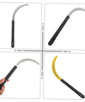 5 Piece Non Slip Grip Multi Function Mowing Sickle Set Rustproof Black Handheld Garden Tools For Weeding Harvesting And Agriculture