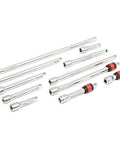18 Piece 1/4 Inch 90-Tooth Ratchet And Drive Tool Set With EVA Foam Tray, Chrome Finish, Knurled Extension Bars For Non-Slip Grip And Easy Access