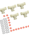 Thermoblock Connector Kit For Coffee Machine With Tube Seal Clamp Rings And Fluid Connection Replacement Parts Made From Plastic That Withstand High Temperature No Tools Needed For Quick Install Improves Current Transmission And Machine Efficiency, white connectors and red seals