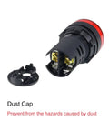 Two Pack Red And Green LED Indicator Lights AC/DC 110V 22mm Panel Mount with open dust cap to prevent hazards for electrical control panels