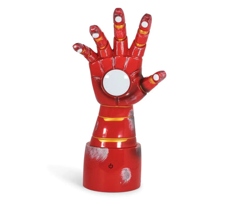 Iron Man Gauntlet LED Mood Light Desk Lamp For Marvel Fans, 14-inch collectible with repulsor glow, Tony Stark inspired hero decor.