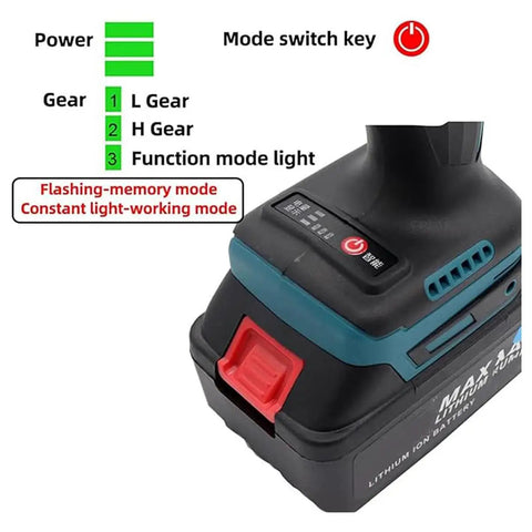 Control panel of Heavy Duty Cordless Rivet Nut Gun With Boost Auto Trigger And Dual Power Battery Modes showing gear settings.