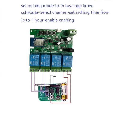 4 Channel Smart WiFi Relay Module With Bluetooth And RF Remote Control Dry Contact Switch, circuit board and components
