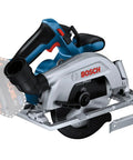 Badass 18V Cordless Brushless Circular Saw With Slick Six Point Five Inch Blade and Rock Solid Aluminum Shoe, showing compact design and blade.