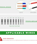 Image showing wire types and gauges applicable for 12 Pack Quick Solderless Wire Connectors For Low Voltage Automotive And Led Strip Lighting.