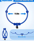 Two Pack 360 Degree Tree Water Sprinkler Ring Kit Adjustable Root Irrigation in blue, 11.8 in diameter, with hose splitter.