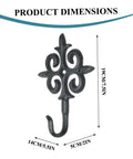 Rock Solid Cast Iron Wall Hook Knockout Vintage Charm For Entryway And Master Bedroom Bullet Proof Heavy Duty Towel And Coat Rack Dead Simple No Sweat Installation In Matte Black Finish With Screws Included Now, dimensions shown.