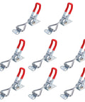 Eight Piece Adjustable Iron Toggle Latch Clamps With Quick Release For Boxes Doors And Cabinets Zinc Plated For Workholding And Tool Fixtures