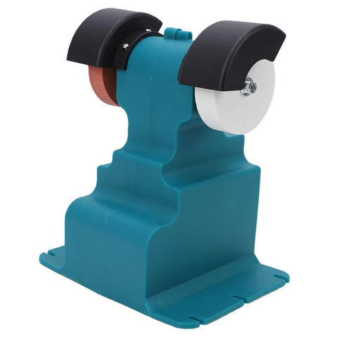 Cordless Mini Bench Grinder Featuring Two 4000mAh Batteries And A Beefy 200 Watt Motor Popping Out 7000 Rpm with two grinding pads.