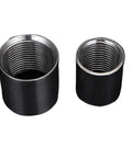 Two stainless steel BSPT female round pipe couplers from 1/8in to 4in set, designed for water lines, SS201 SS304 SS316 fittings.