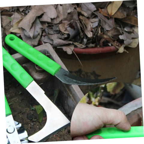 Stainless Steel Weeding Sickle Set, Durable Pro Grade All Purpose Backyard Garden Tool For Grass Cutting, Bright green handle
