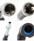 Slick Flexible Braided Stainless Steel Fuel Line Replacement Kit For Chevy Equinox And GMC Terrain Models 2010 Through 2012 close-up view of connectors.