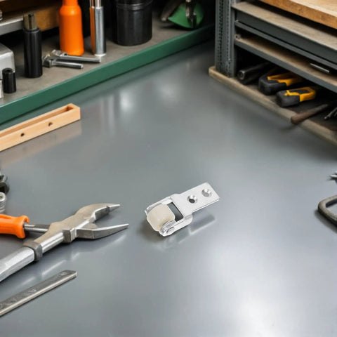 Heavy Duty Nylon Slider Replacement Kit Features Five Precision Track Rollers for seamless cabinet and door gliding on a workshop table.