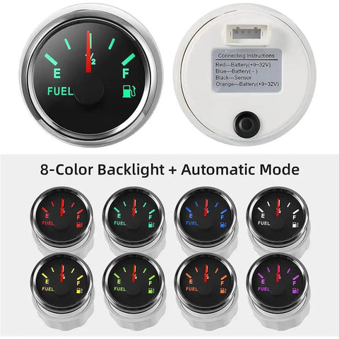 Hardcore Stainless Steel Fuel Sender And Rock Solid Fuel Gauge With Spot On Water Level Sensor For Boat Car Truck Rv Measuring Sixty Centimeters with 8-color backlight.