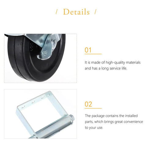 Close-up view of Heavy Duty Steel Spring Loaded Gate Caster with durable wheel and installation parts for easy gate operation.