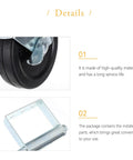 Rock Solid Heavy Duty Cold Rolled Steel Gate Casters With Smooth Spring Loaded Shock Absorption For Hassle Free Gliding On Massive Yard Fencing Gates close-up of rubber wheel and metal bracket.