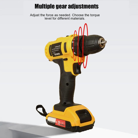 Rugged Cordless Power Drill With Comfortable Ergonomic Grip And Serious High Torque Motor For No Fuss Quick Chuck Bit Swaps designed for various torque adjustments.