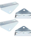 Four Piece Adjustable Tilt Mount Brackets For Solar Panels Badass Galvanized Steel Build showing silver brackets from different angles.