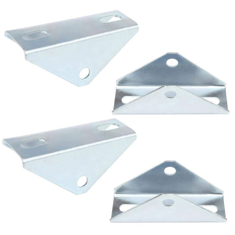 Four Piece Adjustable Tilt Mount Brackets For Solar Panels Badass Galvanized Steel Build showing silver brackets from different angles.