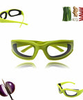 Tear Free Onion Goggles For Kitchen Cooking And Pepper Chopping With Anti Fog Lenses And Ultra Light Frame For Zero Cry Time Kitchen Work And Crystal Clear Vision Protection Gear Green, side view
