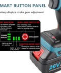 Smart button panel of Heavy Duty Cordless Rivet And Nut Installer Kit featuring 5200 Mah battery module with indicator lights.