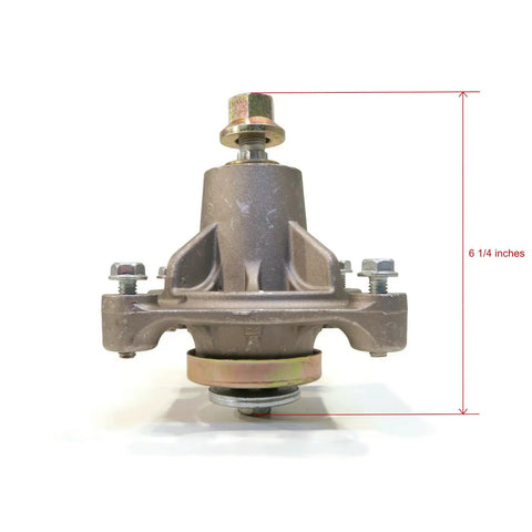 Workhorse Grade Blade Spindle Assembly For Husqvarna 532 17 43-58 3 Piece Pack, showing front view with nuts and bolts, 6 1/4 inches tall.