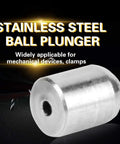 Snag These Rock Solid Stainless Steel Ball Plungers 2Mm X 3Mm spring loaded fastener viewed from the side, showing ball design.